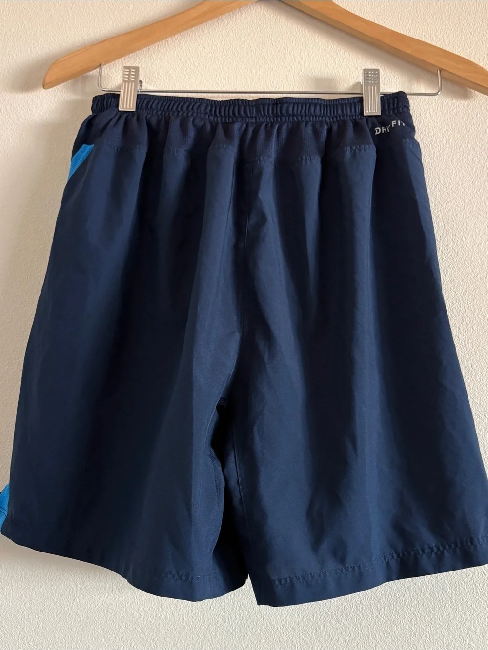 Men’s Nike Navy Athletic Running Workout Shorts with Teal Accent Medium Lined